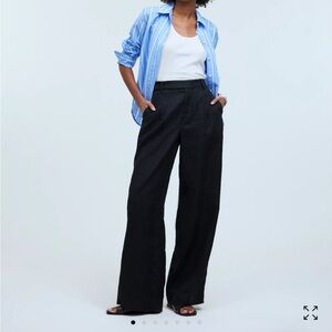 Madewell Black Wide-Leg linen Pants
